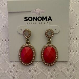 Sonoma Fuchsia and Gold Oval Earrings